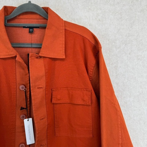 EXPRESS Men Rust Orange Utility Shirt Jacket Long Sleeve Button Front Size M - Picture 2 of 6